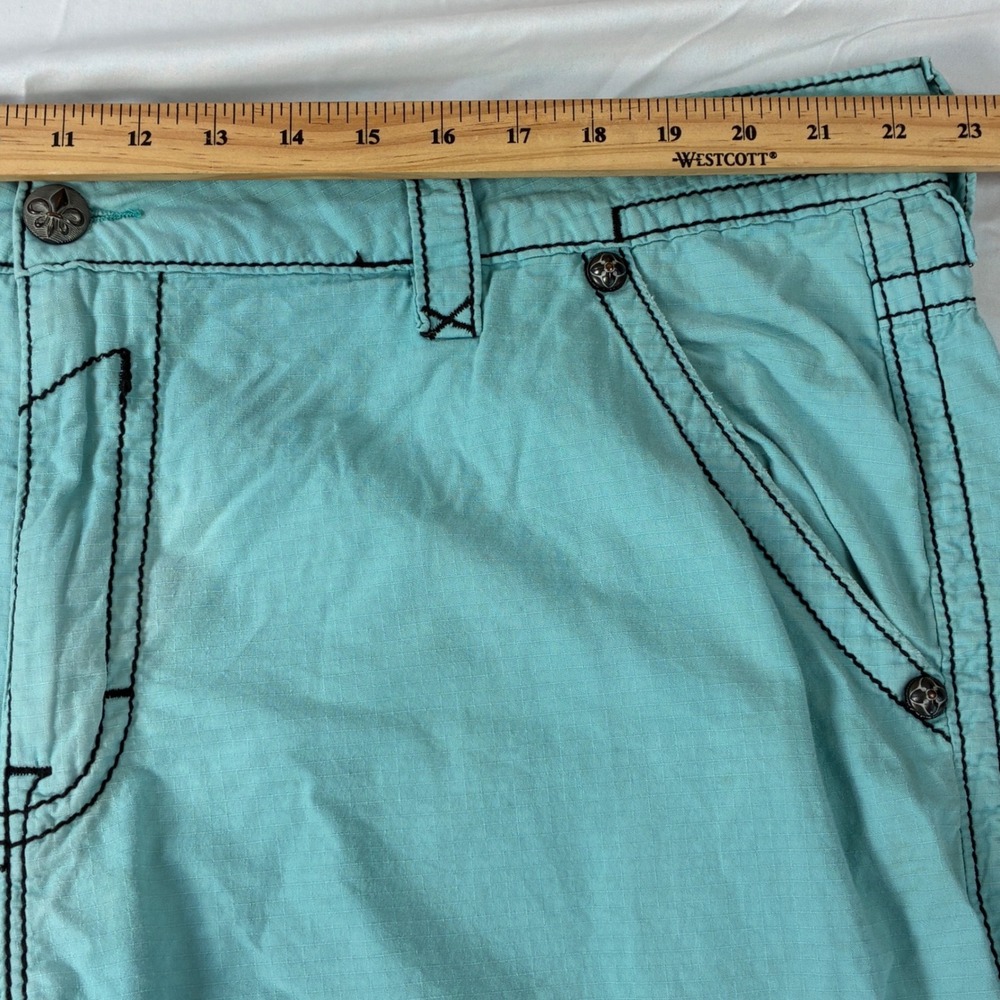 Rock Revival Cargo Shorts Mens 44 Y2K Baggy Ripstop Contrast Stitch RCM074-7 - Picture 2 of 16